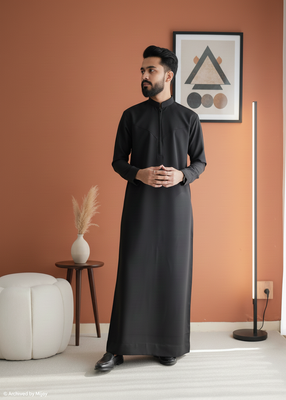 The Monochrome Special Black Collection: Premium Indonesian style Thobe - Black_img_4