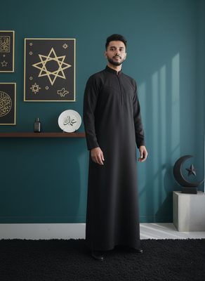 The Monochrome Special Black Collection: Premium Indonesian style Thobe - Black_img_5