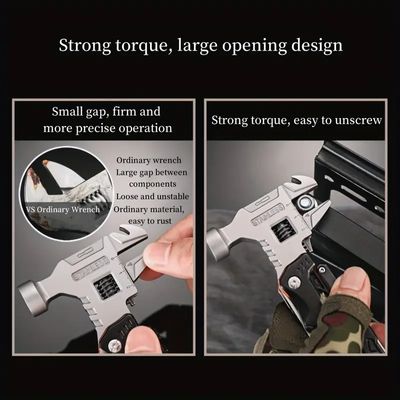 Adjustable Wrench Multi tool Hammer, 18-in-1 All in One Survival Tools_img_7