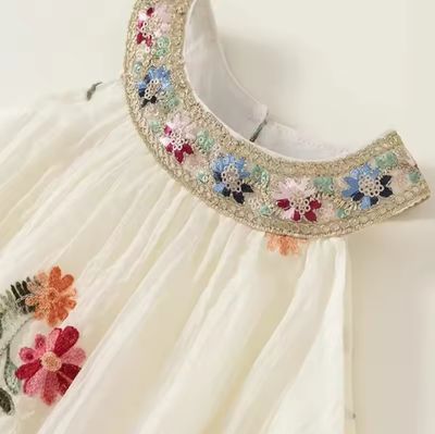 Kids Girls Summer Halter Neck Floral Embroidery Skirt Dress (1-7 Years)_img_3