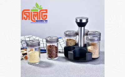 DS2135 6-Jar Seasoning Organizer Holder Rotation Shelf Tower Revolving Spice Spice Organizer With 6 Spice Jars_img_0