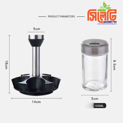 DS2135 6-Jar Seasoning Organizer Holder Rotation Shelf Tower Revolving Spice Spice Organizer With 6 Spice Jars_img_2