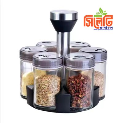 DS2135 6-Jar Seasoning Organizer Holder Rotation Shelf Tower Revolving Spice Spice Organizer With 6 Spice Jars_img_4