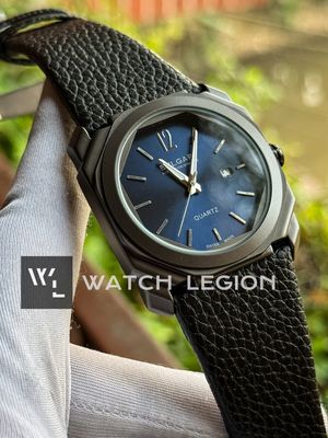 BVLGARI MATT BLACK CASE BLACK BELT BLUE DIAL SWEEP_img_1