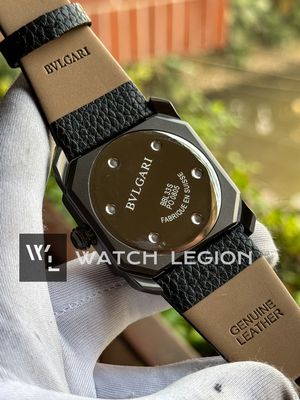 BVLGARI MATT BLACK CASE BLACK BELT BLUE DIAL SWEEP_img_4