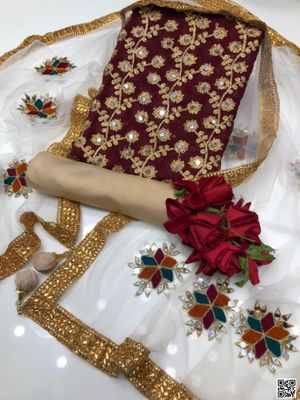 সেমী স্টিচড জর্জেট এমব্রয়ডারি থ্রী পিস_img_2