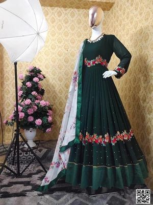 রেডিমেড জর্জেট এমব্রয়ডারি পার্টি ড্রেস_img_1