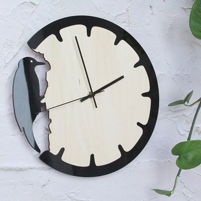 Woodpecker Retro Wall Clock – Creative European Style Wooden Decorative Clock for Home & Office_img_1
