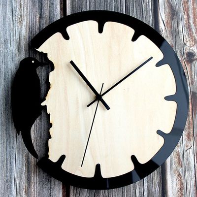 Woodpecker Retro Wall Clock – Creative European Style Wooden Decorative Clock for Home & Office_img_3