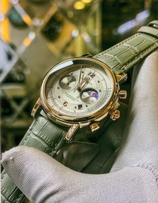 Patek Philippe Olive Belt Rose Gold Case 12/6 Unique Gray Dial Belt AA_img_0