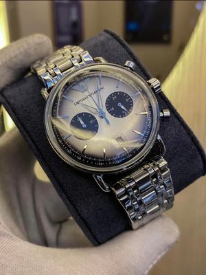Emporio Armani Oval Glass Chain  Gray Dial Black Chronograph Slim AA Grade_img_0