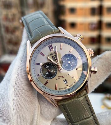 Tag Heur 1887 Olive Belt Rose Gold Case Semi AAA Grade_img_0