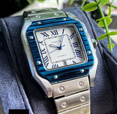 Cartier De Santos White Dial Blue Vejel Semi AAA grade_img_0