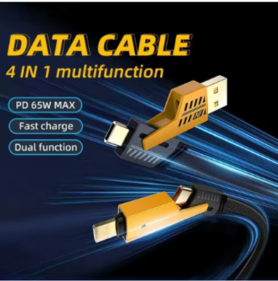 65W USB Type C Cable 4 in 1 PD 27W Fast Charging Data Cable For iPhone 15 14 13 Pro Max Samsung Xiaomi Huawei iPad USB C Cable_img_1