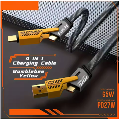 65W USB Type C Cable 4 in 1 PD 27W Fast Charging Data Cable For iPhone 15 14 13 Pro Max Samsung Xiaomi Huawei iPad USB C Cable_img_2
