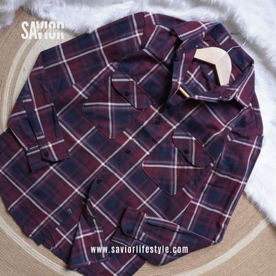 Maroon Mist - Double Pocket Full Sleeve Check Shirt_img_1