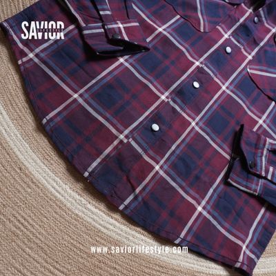 Maroon Mist - Double Pocket Full Sleeve Check Shirt_img_3