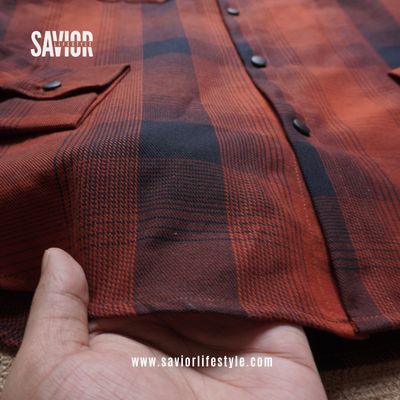 Brick Red - Double Pocket Full Sleeve Check Shirt_img_3