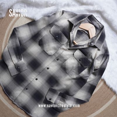 Grey Black - Double Pocket Full Sleeve Check Shirt_img_1