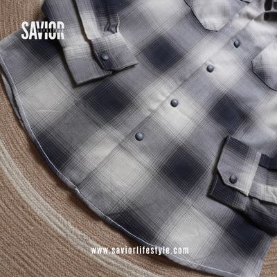 Grey Black - Double Pocket Full Sleeve Check Shirt_img_2