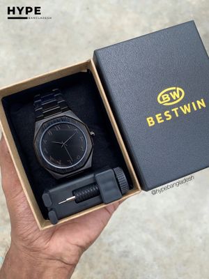 Arabic Dial Bestwin Stainless Steel heavyweight Watch (ALL BLACK)_img_6