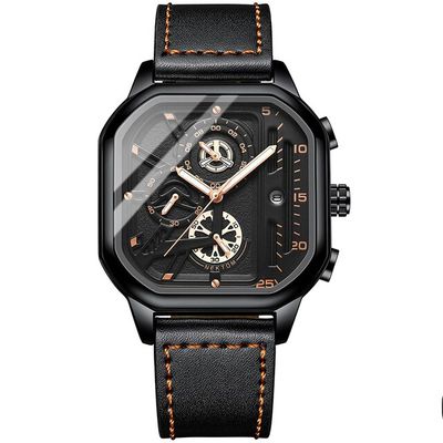 Trsoye Fashionable Black leather belt wrist Watch_img_1