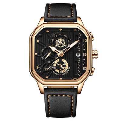 Trsoye Fashionable Black leather belt wrist Watch_img_3