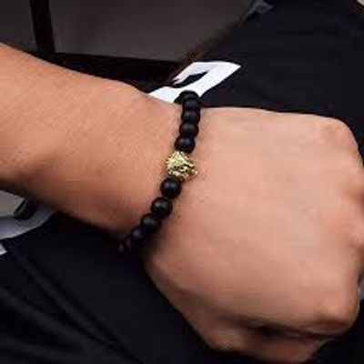 JD Natural egol Eye Stone Bead Bracelet Vintage Crown Lion Head Bracelet Men Women Strand Bangle Jewelry Male Pulseira bileklik_img_2