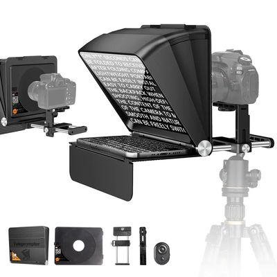 LENSGO TC7 II 7.9" Foldable Portable Teleprompter for Smartphones, Tablets & DSLR Cameras – With Bluetooth Remote & App Control_img_3