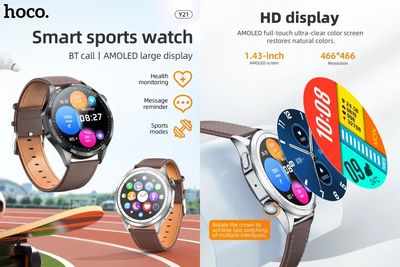 HOCO Y21 1.43inch AMOLED Bluetooth Call Sports Smart Watch-Silver Color_img_2