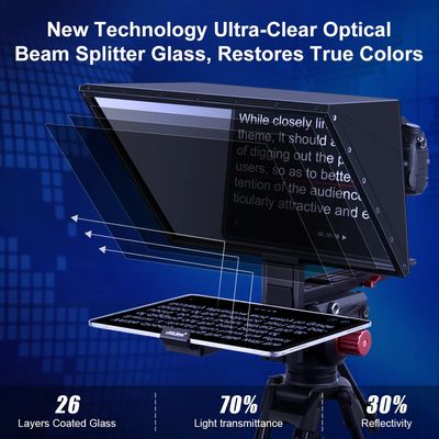 Desview TP170 Portable Teleprompter for Tablets & Smartphones – 17" Max, with Beamsplitter Glass, Remote, App & Adjustable Mount for DSLR/Webcam/Camcorder_img_2