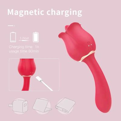 Rose Massager Clitoral Licking Vibrator With Vibrating Wand Tongue Vaginal Anal Stimulator Breast Nipple Massager Sex Toys_img_2