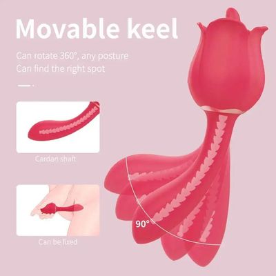 Rose Massager Clitoral Licking Vibrator With Vibrating Wand Tongue Vaginal Anal Stimulator Breast Nipple Massager Sex Toys_img_5