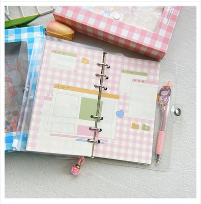 Korean Ins Pink Girly Heart Loose-Leaf Notebook Transparent Diary Notebook Schedule with Stickers_img_1