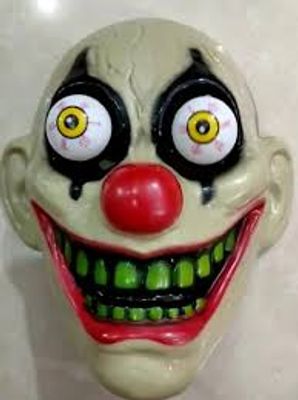 LED  New Halloween Mask Scary Red Nosed Clown Mask with Funny Terrifying Gripping Electric Saw Murderer Mask_img_2