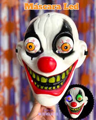 LED  New Halloween Mask Scary Red Nosed Clown Mask with Funny Terrifying Gripping Electric Saw Murderer Mask_img_7