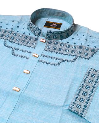 Classic Sky Threadwork Panjabi_img_1