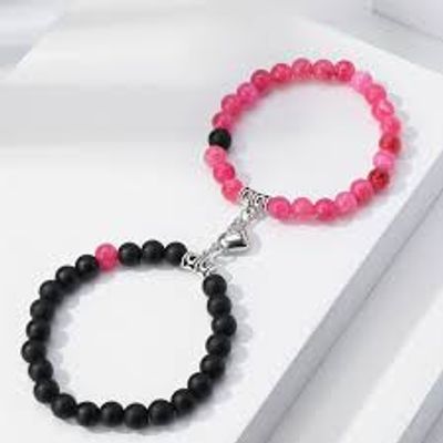 2pcs/set NaturalStone Beads Yoga Bracelet For Lovers Magnet Couple Bracelets_img_1
