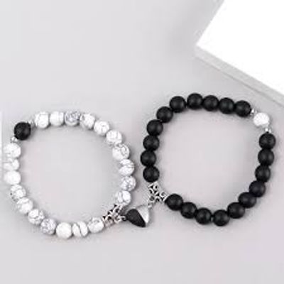 Friendship Fashion Jewelry Gift Magnet Couple Bracelets Distance Relationship Bracelets Natural Stone Distance Bracelet Friendship Bracelets Distance Heart Magnet Bracelets Beads Bracelet For Lovers_img_1
