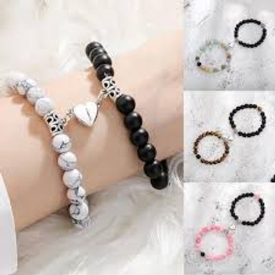 Friendship Fashion Jewelry Gift Magnet Couple Bracelets Distance Relationship Bracelets Natural Stone Distance Bracelet Friendship Bracelets Distance Heart Magnet Bracelets Beads Bracelet For Lovers_img_5