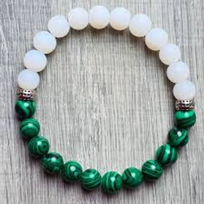 Natural Turquoise Stone Beaded Yoga Bracelet for Women Men Elastic Healing Gemstone Jewelry for Radiation Protection_img_0