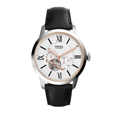 FOSSIL TOWNSMAN AUTOMATIC WHITE DIAL LEATHER STRAP WATCH ME3104_img_0