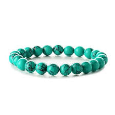 Natural Turquoise Stone Beaded Yoga Bracelet for Women Men Elastic Healing Gemstone Jewelry for Radiation Protection_img_4