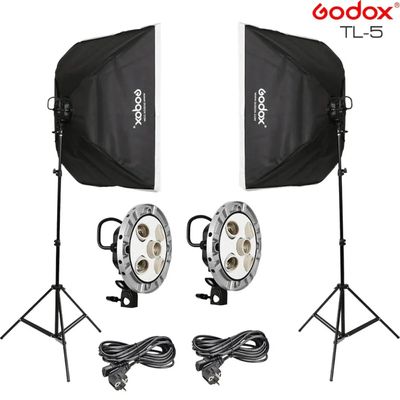 Godox Softbox Lighting Setup for YouTube Home Studio, Live streaming Combo Set- Softbox, Light Holder, Tripod Stand Full Setup Double side Combo set_img_0