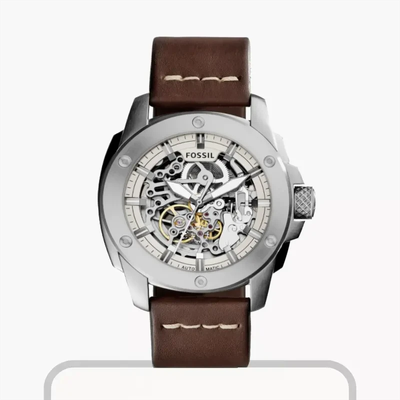 FOSSIL MODERN MACHINE AUTOMATIC SKELETON DIAL BROWN LEATHER MEN’S WATCH ME3083_img_0