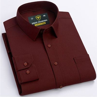 Man's Premium Oxford Cotton Fabrics Farmal Shirt {MAROON}_img_0