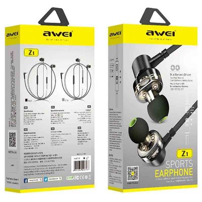 AWEI Z1 In-ear Dual Driver Unit Stereo Sound Heavy Bass Magnetic Wired Earphone - Price in Bangladesh_img_3