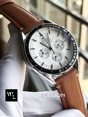 OMEGA CHAIN CHRONOGRAPH BROWN BELT SILVER BODY WHITE DIAL_img_1