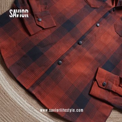Brick Red - Double Pocket Full Sleeve Check Shirt_img_3