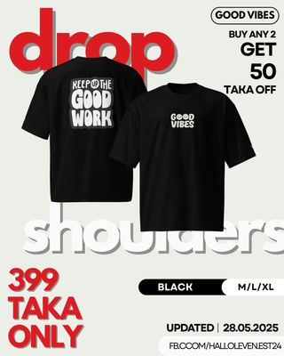Good Vibes - Drop Shoulder Tee - Black_img_0